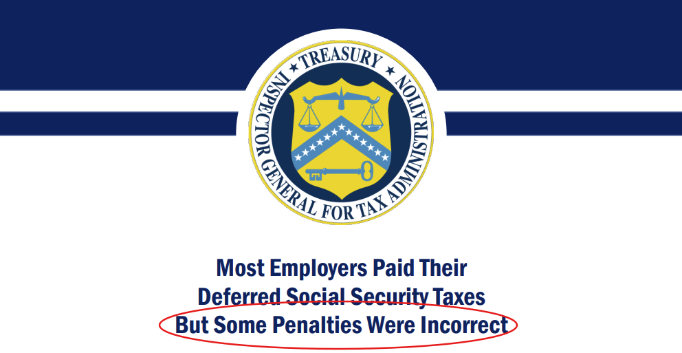 TIGTA Report on Deferred Social Security Taxes: Key Findings 